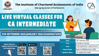 Intermediate Paper 6A:FM \u0026 SM | Topic: Financing Decisions - Capital...| Session 3 | 28 Feb, 2025