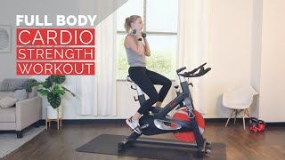 Full Body Cardio Strength Cycle Bike Workout with Weights