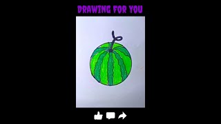 #shorts || How To Draw A Watermelon || Easy Watermelon drawing || Circle Shape Watermelon Drawing |