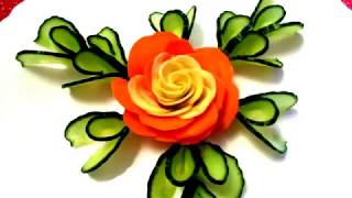 3 LIFE HACKS HOW TO CUT TOMATO CUCUMBER CARROT FLOWER ROSE & VEGETABLES CARVING GARNISH ART CUTTING