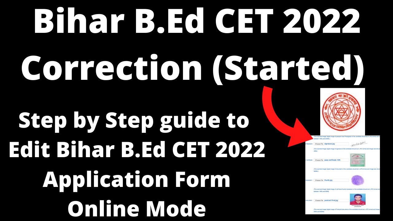 Bihar B.Ed CET 2022 Correction (Started) - How To Edit Bihar B.Ed CET ...