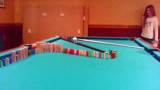 Crazy pool shots with dominos