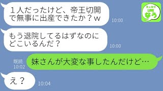 【LINE】臨月の私より美人の妹を溺愛する夫「病気じゃないから1人で帝王切開で出産しといてくれｗ」→調子に乗る毒旦那に離婚と絶望をプレゼントしてやった時の反応が…w【総集編】