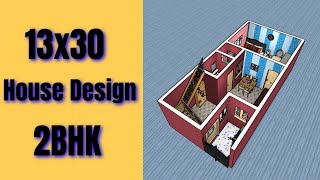 13x30 Small House Plan 2bhk || 13x30 Home Design || 50 Gaj House Design || Small House Design