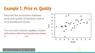 Describing Associations in Scatterplots