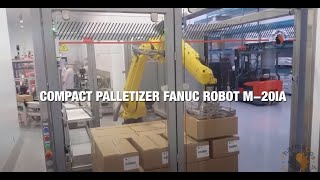 PCM Robotic palletizer model RS PF205 with Fanuc M 20iA robot