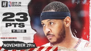 Carmelo Anthony 23 Pts 11 Reb Full Highlights | Bulls vs Blazers | November 29, 2019