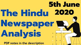 The Hindu Newspaper Analysis 5th June 2020 |UPSC CURRENT AFFAIRS|