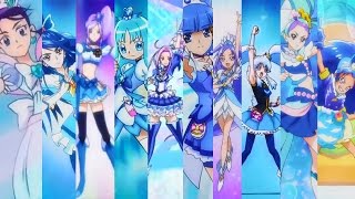 All Blue Precure Transformations (Cure Windy to Cure Gelato)