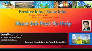 Promoting Renewable Energy - Solar Jobs- Fresher Hiring -REI 0014 #solarjobs #renewableenergy