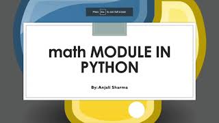 math module in Python | Modules | Python Lectures |
