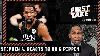 Stephen A. reacts to KD's 'unnecessary' clapback at Scottie Pippen | First Take