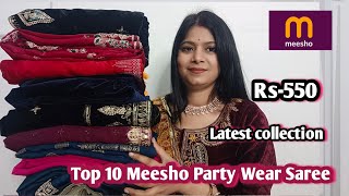 Top 10 ❤️Meesho saree haul | Party Wear Saree  / Ready to wear saree / Sequence saree haul