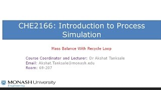 CHE2166: Mass Balance with Recycle Loop in Excel and Aspen Plus