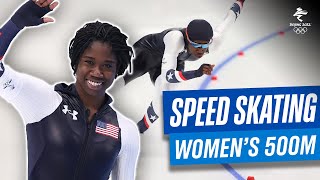 ⛸ Erin Jackson wins gold medal!🥇 | Women's 500m Speed Skating | #Beijing2022