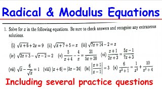 Radical & Modulus Equations