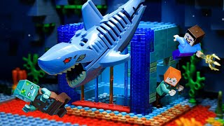 How To Make The Best Defense Underwater Prison - LEGO Minecraft Animation - Stop Motion