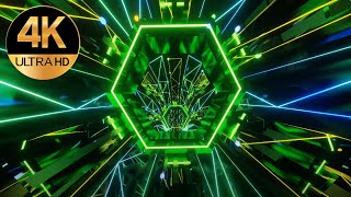 10 hour TV 4k HEXAGON fast moving Multi Metallic Green Color Relaxing Tunnel Video Background loop