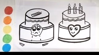 Draw Cute and easy cake | step by step drawing cake 🎂 for kids