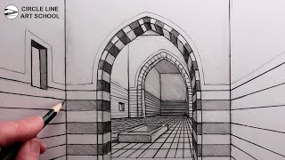 How to Draw a Room with an Arch in One-Point Perspective: Narrated