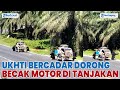 Ukhti Bercadar Dorong Becak Motor di Tanjakan Sumut