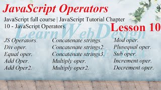 JavaScript full course | JavaScript Tutorial Chapter 10 - JavaScript Operators
