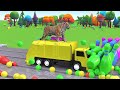 5 giant duck cartoon cow elephant tiger lion dinosaur paint wild animals crossing fountain animation