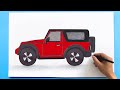 Red Jeep Car Drawing 🚙