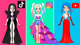 Paper Dolls Ladybug, Sadaco, Harley Quinn Dress Up - Social Network Make Up & Dress Up Paper Craft