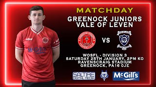 FULL LIVE MATCH: Greenock Juniors 0-0 Vale of Leven - WOSFL Division 3 - 25/01/25