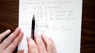 Left-to-right subtraction algorithm: example and drawings