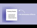 CSS Animation Effects Tutorial | Html CSS Animation