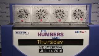 Midday Numbers Game Drawing: Thursday, July 14, 2016