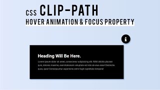 Clip-Path Hover Animation & Focus Property Using Simple HTML5 & CSS3 | Info Card Layout