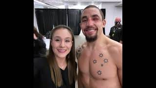 Alexa Grasso with Robert Whittaker after his big win against Kelvin Gastelum at