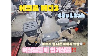 에코로 버디 3 48v 12ah / 출퇴근용 전동킥보드/ 입문용 전동킥보드/ 전기자전거/ 전동 킥보드 추천/ 여자들이 타기 좋은 전동 스쿠터 자전거 느낌/ 서울 구로 지피m바이크