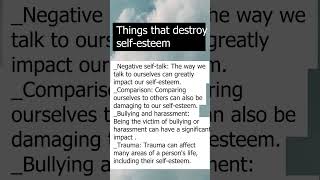 Things that destroy self esteem#selfesteem