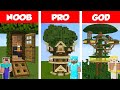 Minecraft NOOB vs PRO vs GOD: Jungle Tree House Build Challenge in Minecraft / Animation