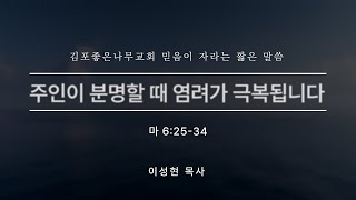 [김포좋은나무교회] 짧은 말씀 | 믿음이 자라는 3분☘ | 주인이 분명할 때 염려가 극복됩니다 | 마 6:25-34 | 이성현 목사