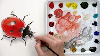 Ladybug watercolor painting [3D and shiny]