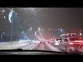 tallinn estonia evening drive through a snowfall Õhtune sõit läbi lumesaju Таллинн Эстония