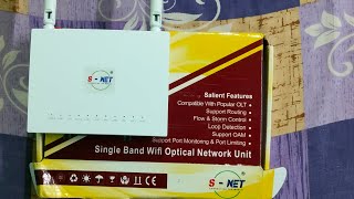 S-NET SINGLE BAND XPON ONU Unboxing \u0026 Review |S-NET Model:SNET-220 | XPON ONT FOR ALLIANCE \u0026 WISHNET