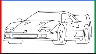 How to draw classic ferrari f40 step by step for beginners | How to draw ferrari f40 | Draw Ferrari