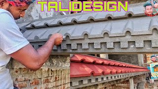 Roofs Tali hand work with cement sand (size 8 inches) easy idea colour design Red