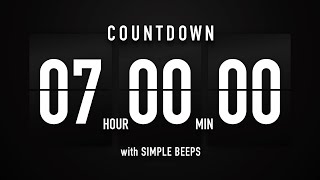 7 Hour Countdown Timer 🕙 Flip Clock with Simple Beeps 🔊🖤