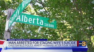 Man charged with murder after wife's 'suicide' staged, Chesterfield police say