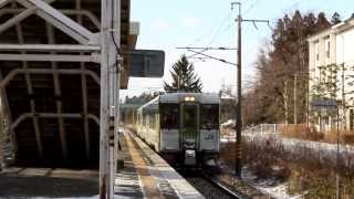 東北本線　キハ100系1630D(釜石線直通)　花巻空港駅到着　2014年3月6日