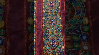 Traditional Kutchi style embroidered border | Semi raw silk lace with Kutchi embroidery