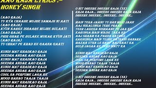 "Aao Raja" Song Lyrics Video | Chitrangada Singh | Yo Yo Honey Singh | Gagan