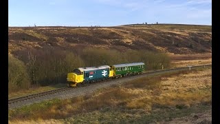 Class 37 No 37418 and 975025 Caroline Inspection Saloon en route to the NYMR via the Esk Valley Line